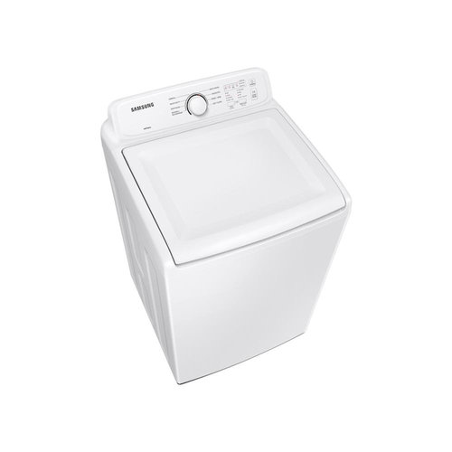 Samsung 4.1 cu. ft. capacity top load washer with soft-close lid and 8 washing cycles in white