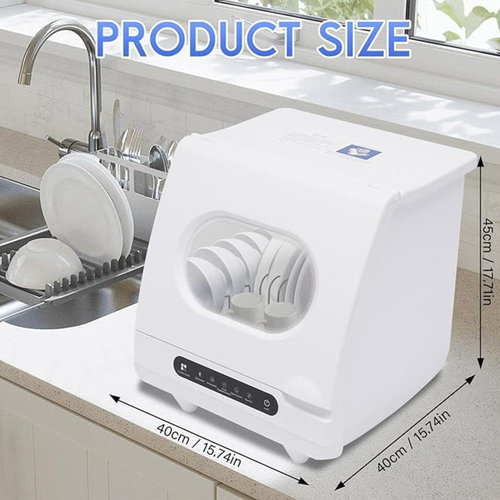 thinkstar Countertop Dishwasher Portable Dishwasher with 5L Built-In Water Tank Mini Dish Washer with 5 Washing Programs and 360° Dual Spr