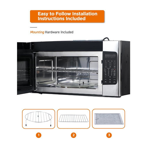 Commercial Chef 1.7 Cu. Ft. Over-The-Range Convection Microwave Oven, 1000 Watt Microwave with 10 Power Levels