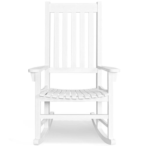 RTYX Products  2Pcs Wood Rocking Chair Set Porch Rocker High Back Garden Indoor Outdoor White