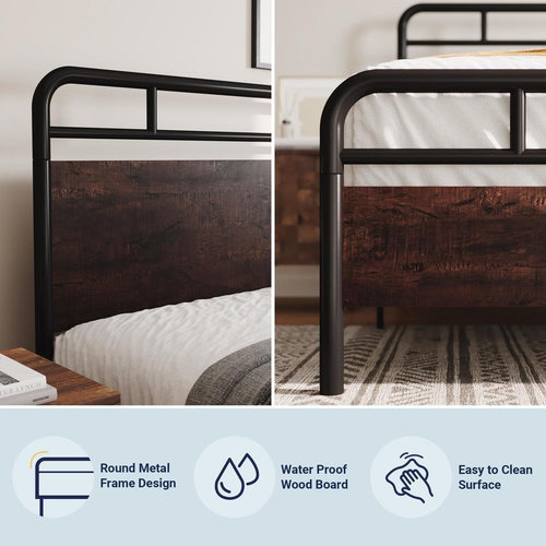 Allewie Full Size Platform Bed Frame with Wooden Headboard and Footboard, Heavy Duty 13 Metal Slats Support, Under Bed Storage,