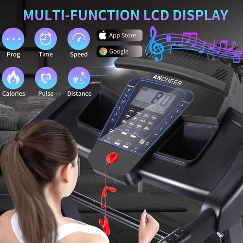 FUNMLY Treadmill 300LB Capacity with 15% Auto Incline& Bluetooth Audio Speakers,Ultra-Quiet 3.25HP Electric Running Machine w/LCD &APP