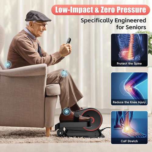 Ancheer Under Desk Elliptical Machine, Quiet Electric Pedal Exerciser w/12 Speed Settings, Portable Leg Exercise Equipment for Seniors